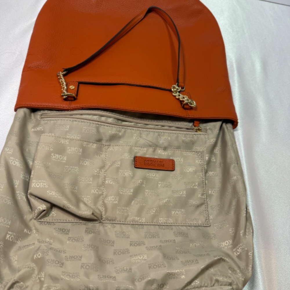 Michael Kors Large Orange Leather Shoulder Tote Bag - Picture 4 of 7